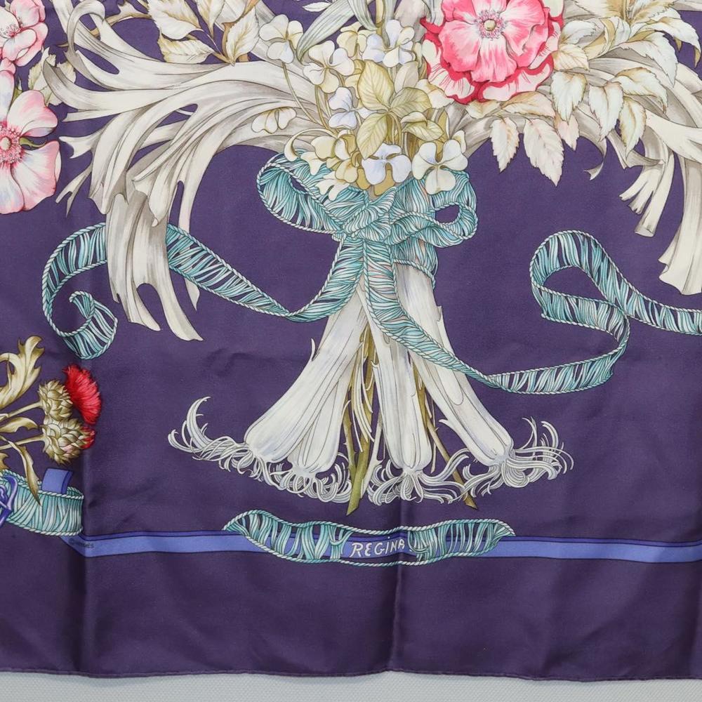 HERMES Carre 90 Scarf ""REGINA"" Silk Purple Auth bs24064 - Picture 9 of 15